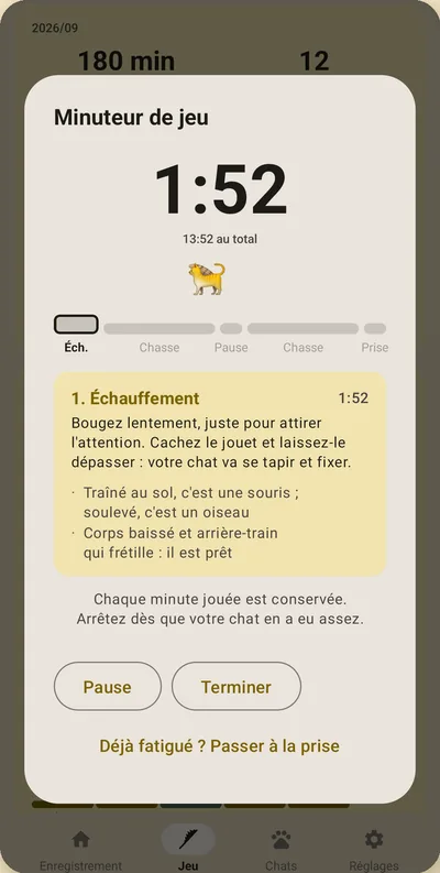 Écran de CatPeePoop — Un minuteur de chasse de 14 min