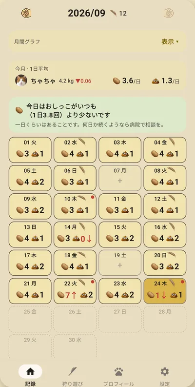 アプリ画面 — いつもと違う日がひと目でわかる