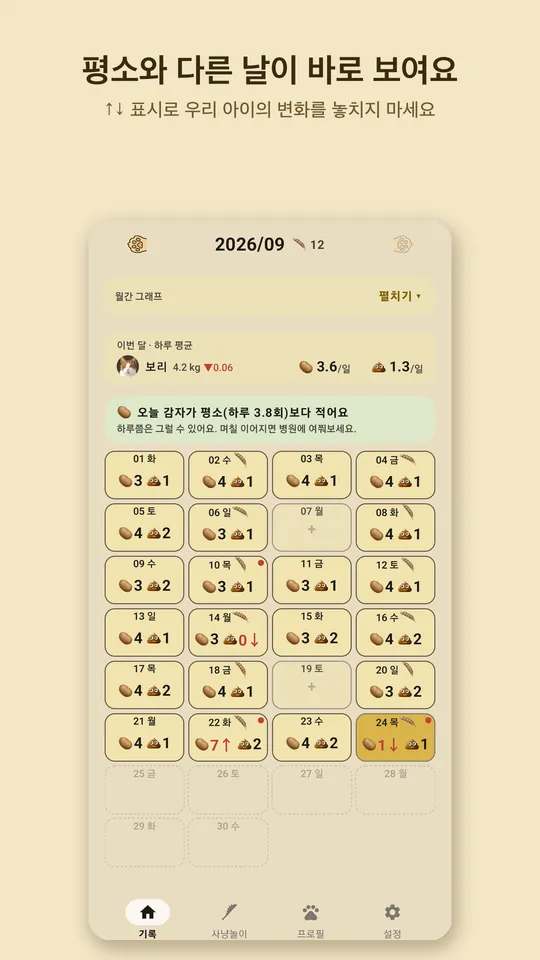 감자와 맛동산 화면